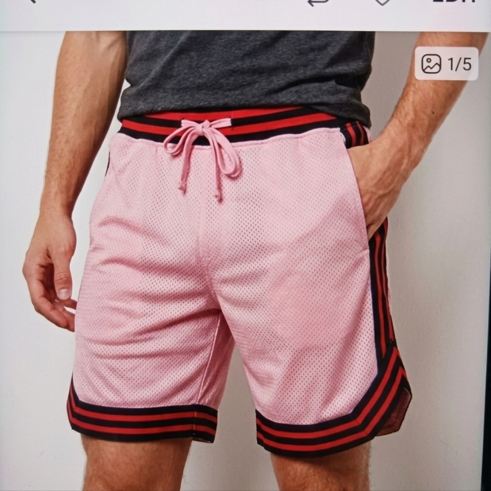 Unisex American Stitch Pink and Black Athletic Shorts